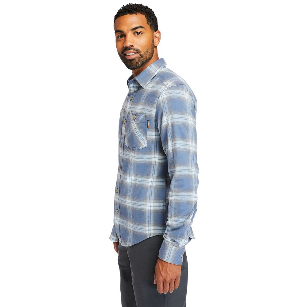 Camisa Masculino - Timberland Pro® Woodfort Flex Flannel Work - ZYVQA1879 - Azuis/Branco